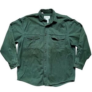 Vintage Eddie Bauer green button down flannel with chest pockets - men's medium